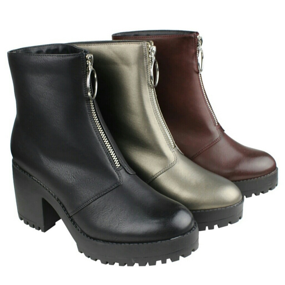 Zip Front Platform Boots